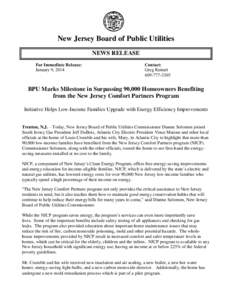 New Jersey Board of Public Utilities NEWS RELEASE For Immediate Release: January 9, 2014  Contact: