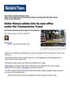 Heller Manus settles into its new office under the Transamerica Tower - San Francisco Business Times