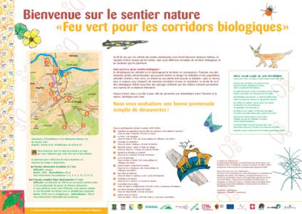 Bienvenue sur le sentier nature «Feu vert pour les corridors biologiques» Au fil de vos pas, les enfants des écoles avoisinantes vous feront découvrir plusieurs milieux, la myriade d’êtres vivants qui les habite, 