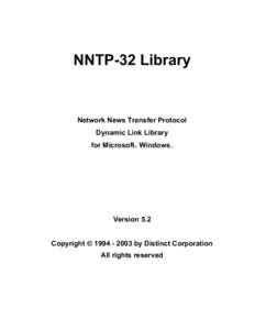 NNTP-32 Library  Network News Transfer Protocol Dynamic Link Library for Microsoft Windows