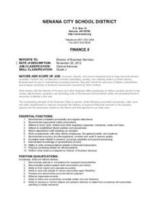 NENANA CITY SCHOOL DISTRICT P.O. Box 10 Nenana, AK[removed]http://nenanasd.org Telephone[removed]Fax[removed]