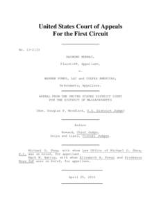 United States Court of Appeals For the First Circuit NoRAYMOND MURRAY, Plaintiff, Appellant, v.