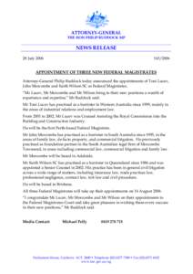 ATTORNEY-GENERAL  THE HON PHILIP RUDDOCK MP NEWS RELEASE 28 July 2006
