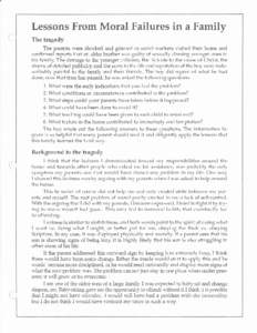 Lessons From Moral Failures in a Family The tragedy The parents were shocked and grieved as social workers visited their home and confirmed reports that an older brother was guilty of sexually abusing younger ones in his