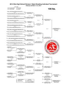 2013 Ohio High School Division I State Wrestling Individual Tournament February 28, March 1 & 2, 2013 Site Codes CS - Cleveland State  FA - Fairfield