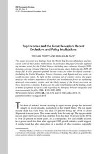 Top Incomes and the Great Recession: Recent Evolutions and Policy Implications