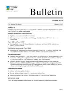 Bulletin NUMBER: [removed]TO: Freddie Mac Sellers March 15, 2012