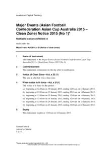 Australian Capital Territory  Major Events (Asian Football Confederation Asian Cup Australia 2015 – Clean Zone) Notice[removed]No 1)* Notifiable instrument NI2015–6