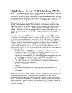 Data Dictionary for the[removed]Combined SPPA File The SPPA is the nation’s largest recurring cross-sectional survey of adult participation in arts and cultural activity. Besides informing NEA-commissioned reports an