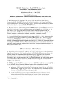 C[removed]Medium Term Plan[removed]Reviewed) and Programme of Work and Budget[removed]Information Note no. 3 – April 2011 Anticipated cost increases Additional information on inflation factors and breakdown of goods 