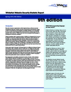 WhiteHat Website Security Statistic Report Spring 2010, 9th Edition 9th edition  Introduction