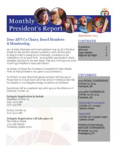 Dear AFN Co-Chairs, Board Members & Membership, September[removed]CONTENTS