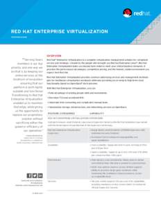 RED HAT ENTERPRISE VIRTUALIZATION FEATURE GUIDE OVERVIEW  “