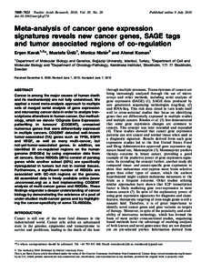 Gene expression / Molecular biology / Tumor suppressor genes / Carcinogenesis / RNA / Ridge / Serial analysis of gene expression / Cancer research / Cancer / Biology / Medicine / Oncology