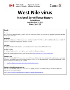West Nile virus - National Surveillance Report