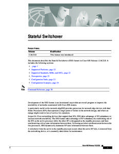 Stateful Switchover Feature History Release  Modification