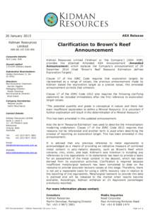 ASX Release  20 January 2015 Kidman Resources Limited