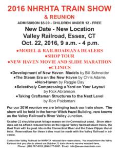 2016 NHRHTA TRAIN SHOW & REUNION ADMISSISON $CHILDREN UNDER 12 - FREE  New Date - New Location