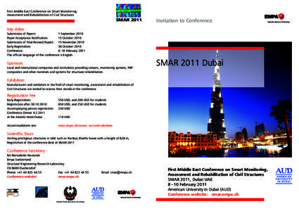 First Middle East Conference on Smart Monitoring, Assessment and Rehabilitation of Civil Structures SMAR[removed]Invitation to Conference
