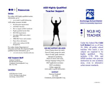 Resources  ASD Highly Qualified Teacher Support  Online