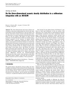 Ocean Dynamics: 11–20 DOIs10236Jin-Song von Storch  On the three-dimensional oceanic density distribution in a millennium