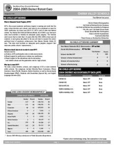 NEW MEXICO PUBLIC EDUCATION DEPARTMENT[removed]DISTRICT REPORT CARD CHAMA VALLEY SCHOOLS  Printed: [removed]