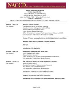 National Advisory Committee on Children and Disasters (NACCD) Public Meeting Agenda