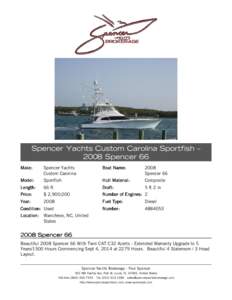 Spencer Yachts Custom Carolina Sportfish – 2008 Spencer 66 Make: Spencer Yachts Custom Carolina