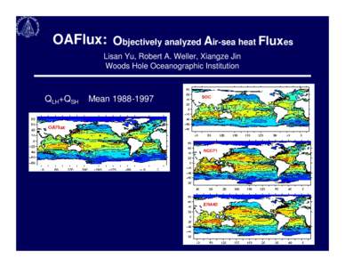 OAFlux: Objectively analyzed Air-sea heat Fluxes Lisan Yu, Robert A. Weller, Xiangze Jin Woods Hole Oceanographic Institution QLH+QSH