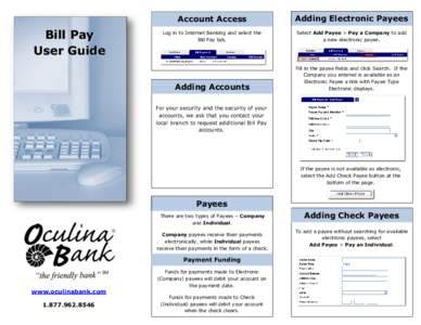 Bill Pay User Guide Account Access  Adding Electronic Payees