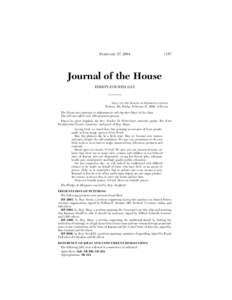 FEBRUARY 27, [removed]Journal of the House THIRTY-FOURTH DAY