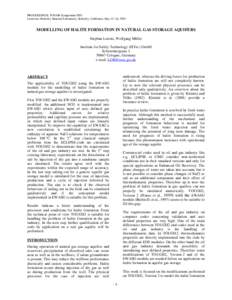 PROCEEDINGS, TOUGH Symposium 2003 Lawrence Berkeley National Laboratory, Berkeley, California, May 12–14, 2003 MODELLING OF HALITE FORMATION IN NATURAL GAS STORAGE AQUIFERS Stephan Lorenz, Wolfgang Müller Institute fo