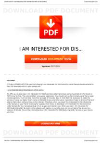 BOOKS ABOUT I AM INTERESTED FOR DISTRIBUTORSHIP LETTER SAMPLE  Cityhalllosangeles.com I AM INTERESTED FOR DIS...