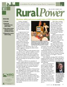 A newsletter for and about Kansas Electric Cooperatives  RuralPower Vol . L XII, No. 9 August 3, 2012  Inside