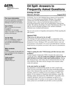 Oil Spill:  Answers to Frequently Asked Questions, August 2010