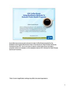 CDC Coffee Break: Using Qualitative Methods to Evaluate Public Health Programs