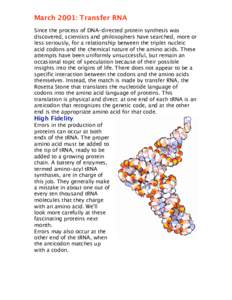 Gene expression / RNA / Molecular biology / Molecular genetics / Transfer RNA / Translation / Genetic code / Ribosome / Gene / Biology / Protein biosynthesis / Biochemistry