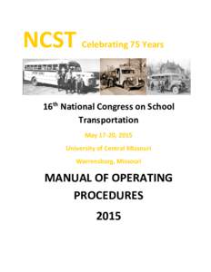 NCST  Celebrating 75 Years 16th National Congress on School Transportation
