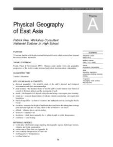 PHYSICAL GEOGRAPHY OF EAST ASIA  A Theme  Physical Geography