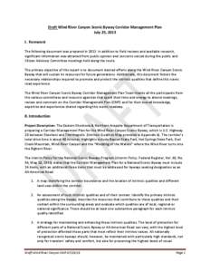 Draft Wind River Canyon Scenic Byway Corridor Management Plan July 25, 2013 I. Foreword The following document was prepared in[removed]In addition to field reviews and available research, significant information was obtain