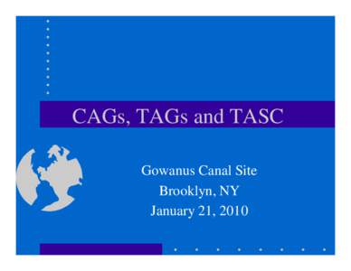 CAGs, TAGs and TASC Gowanus Canal Site Brooklyn, NY January 21, 2010  Community Advisory Groups