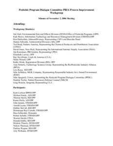 U.S. EPA - PPDC PRIA Process Improvement Workgroup - Minutes of November 2, 2006 Meeting