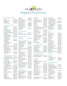 Shopping & Dining Directory department stores Macy’s Neiman Marcus 	 Nordstrom	 Shirokiya  2/3E