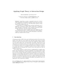 Applying Graph Theory to Interaction Design Harold Thimbleby1 and Jeremy Gow2 1 University of Swansea,  2