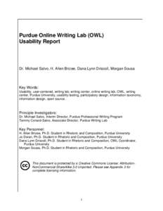Usability Report for the Purdue Online Writing Lab (OWL)