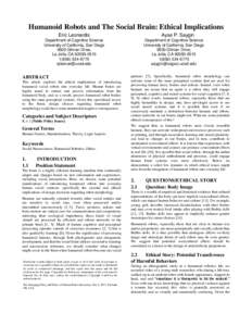 Humanoid Robots and The Social Brain: Ethical Implications Eric Leonardis Ayse P. Saygin  Department of Cognitive Science