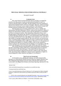 European Union / Labour law / Sports law / Association football / Bosman ruling / Preliminary ruling / Internal Market / USL Dunkerque / Jean-Marc Bosman / European Union law / Law / European Court of Justice