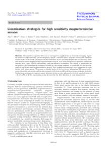 Eur. Phys. J. Appl. Phys: 10601 DOI: epjapTHE EUROPEAN PHYSICAL JOURNAL APPLIED PHYSICS