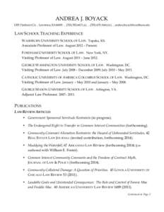 Resume - Andrea Boyack - Washburn University School of Law