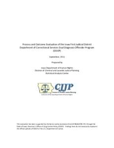 Process and Outcome Evaluation of the Iowa First Judicial District Department of Correctional Services Dual Diagnosis Offender Program (DDOP) September, 2011 Prepared by Iowa Department of Human Rights